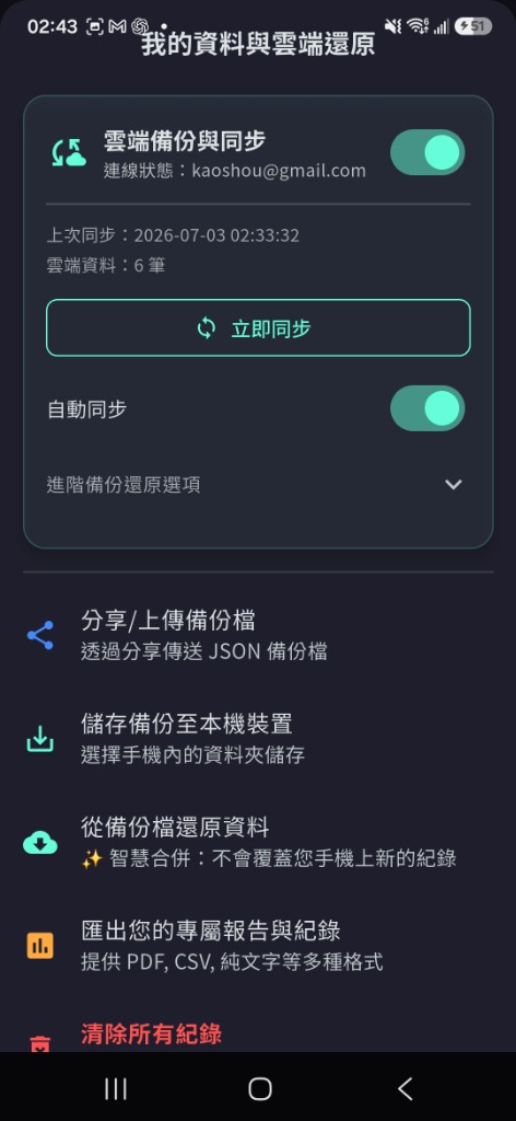 Cloud Backup & Sync Screen